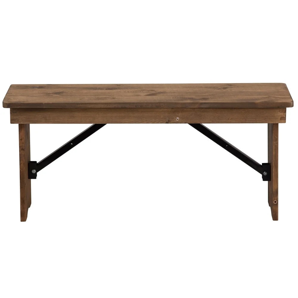 40" x 12" Antique Rustic Solid Pine Folding Bench O82390
