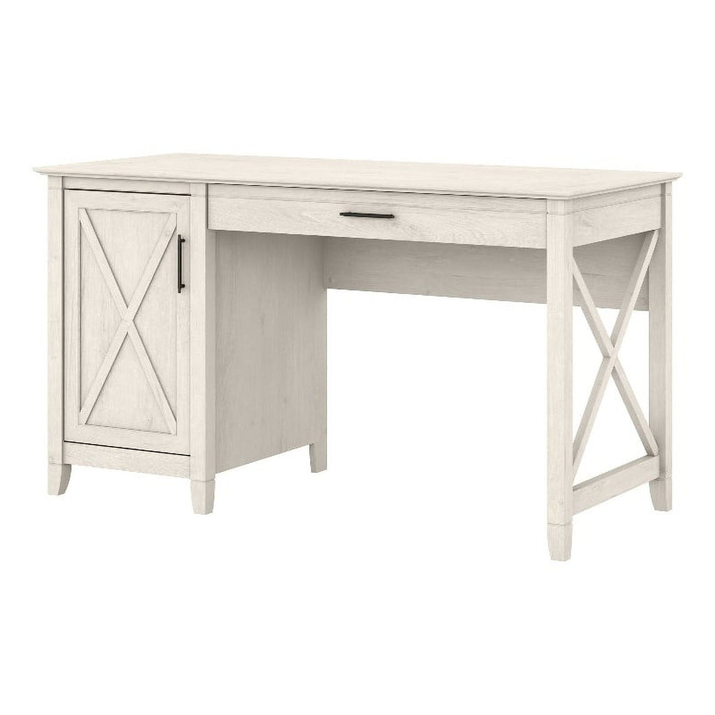 White Engineered Wood Computer Desk with Storage O931710
