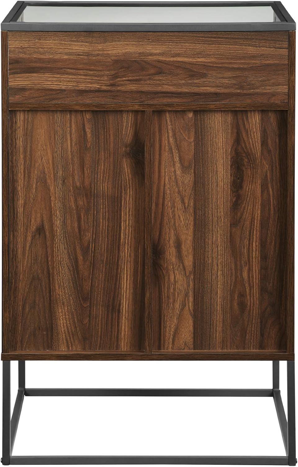 Dark Walnut 24 Inch Wood and Glass Storage Cabinet T62722