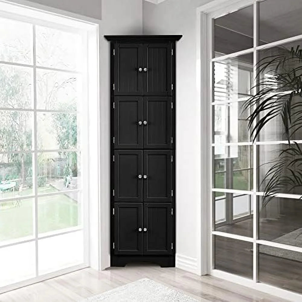 Corner Cabinet 72" Tall with 8 Doors Black G368