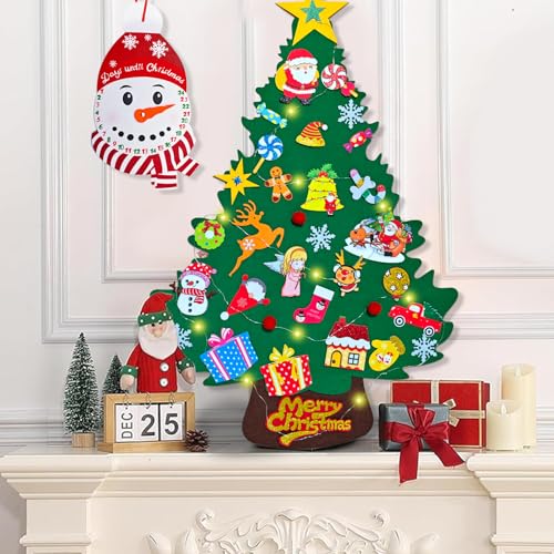 3ft Felt Wall Christmas Tree with 33 Ornaments and Advent Calendar U461568