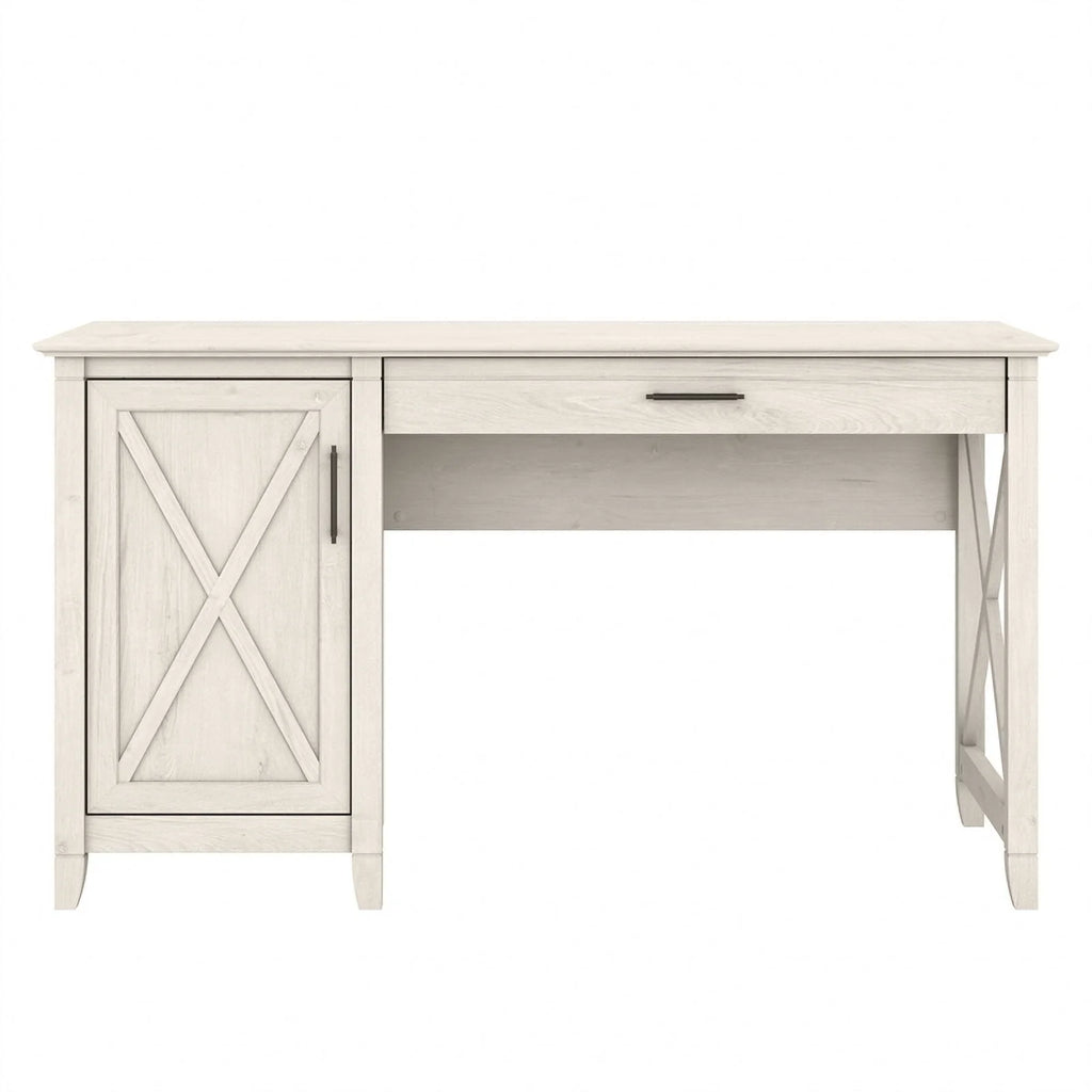 White Engineered Wood Computer Desk with Storage O931710