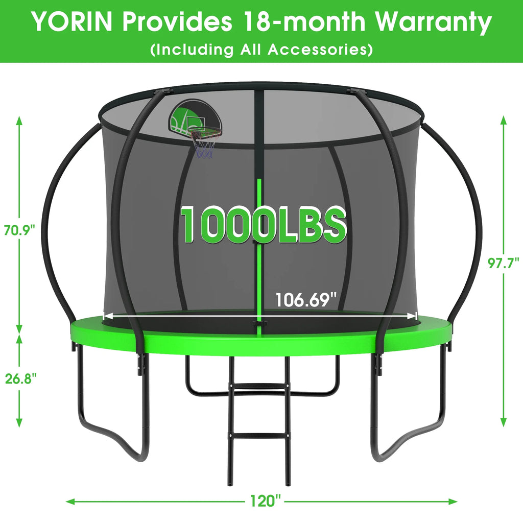 8FT Trampoline with Enclosure Net, Basketball Hoop, Ladder V3551