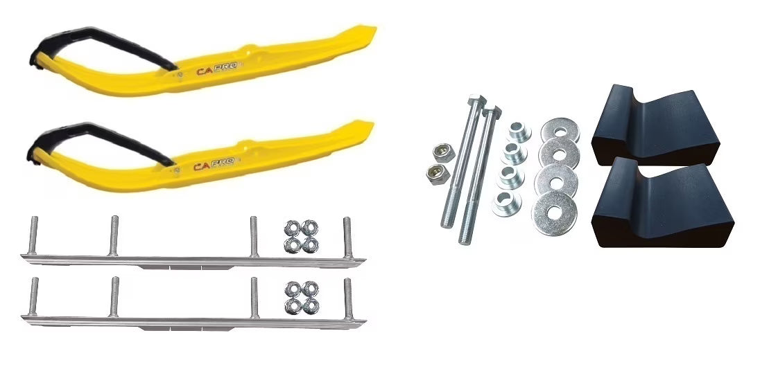 Yellow XT Snowmobile Skis with 4.5" Shaper Bars Complete Kit S1252