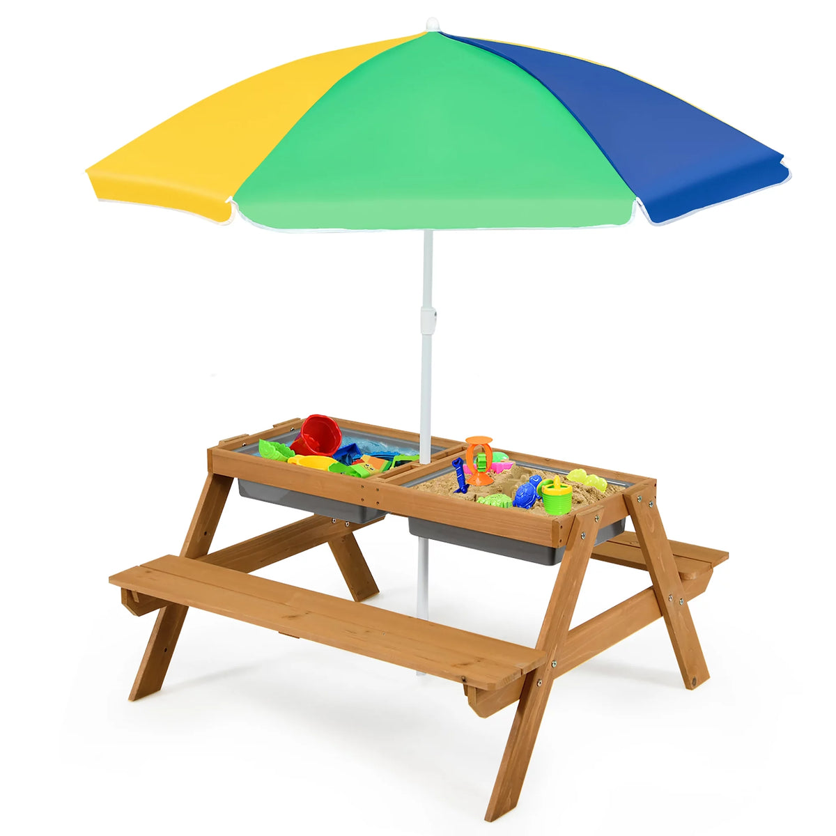 Kids Picnic Table with Umbrella Green G8291