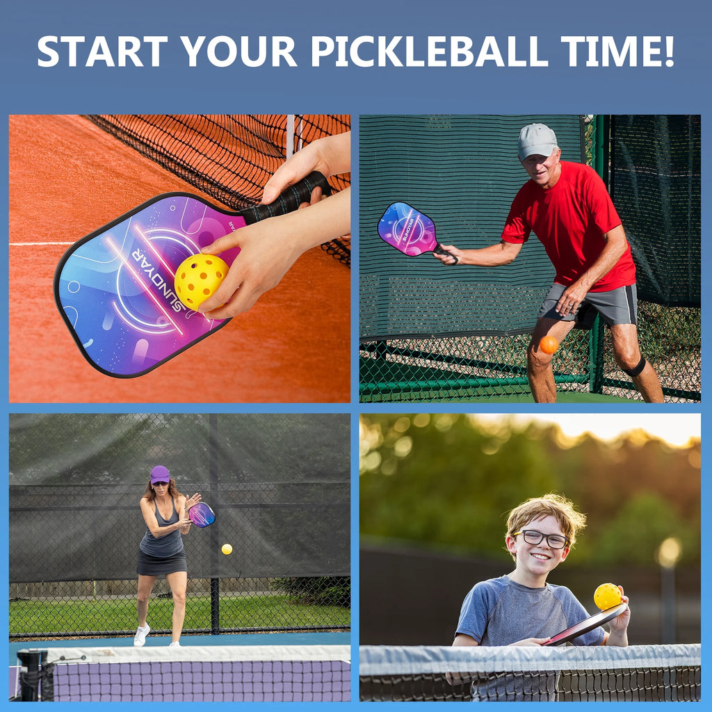 Fiberglass Pickleball Paddles Set of 2 with 4 Balls and 1 Bag R8662