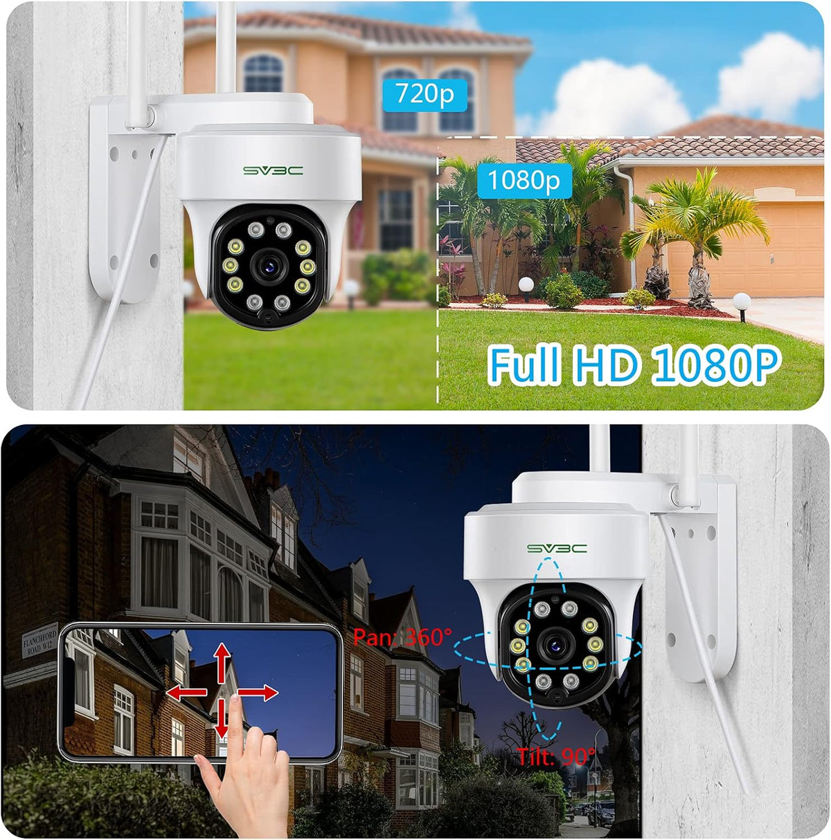 1080P Rotate IP Camera Outdoor with Color Night Vision J988239