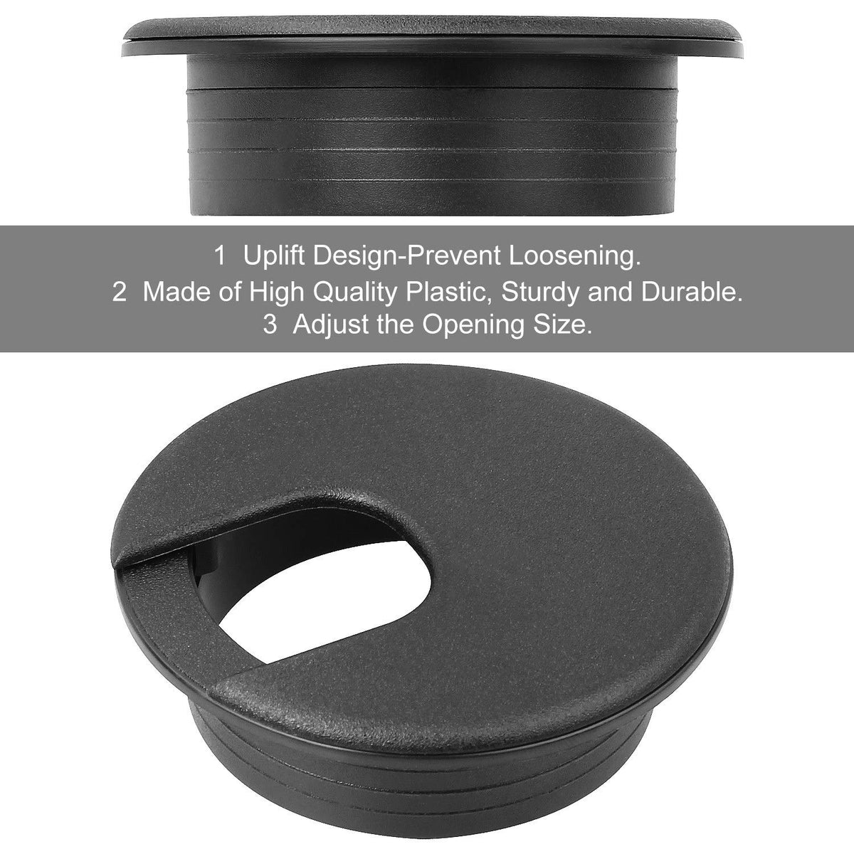 2 Desk Grommet Black, 30PACK Wire Cable Hole Cover PC Computer Desk Plastic Grommet Cord, Tidy Cable Wire Grommet for Office PC Computer Desk Cord Management, (50mm Mounting Hole Diameter) Pack of 2 F8749