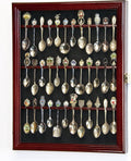 Spoon Display Case Cabinet Holder Rack Wall Mounted Cherry Finish Y1737