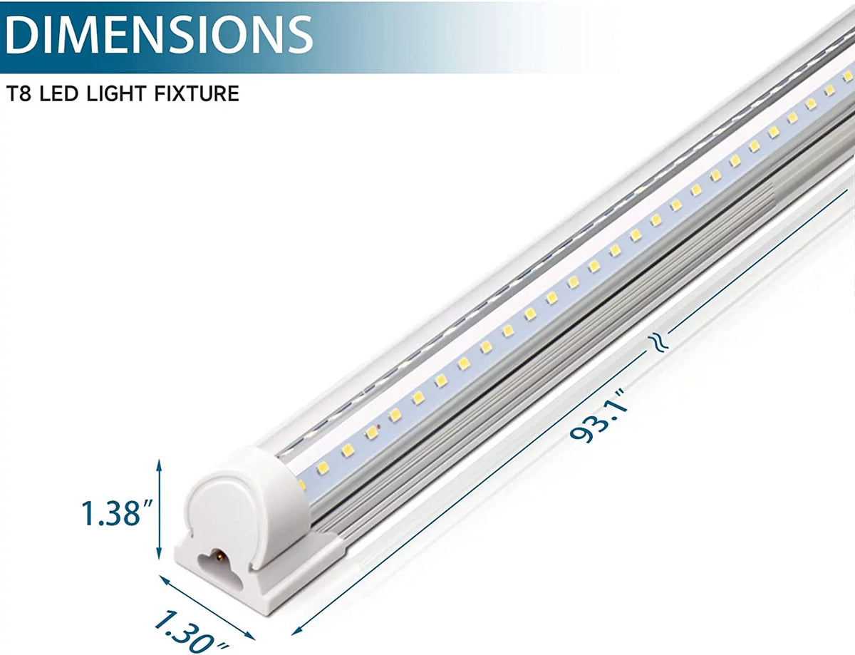 8FT 72W 9000LM 5000K Daylight White T8 Linkable LED Shop Light, 4 Packs E6822