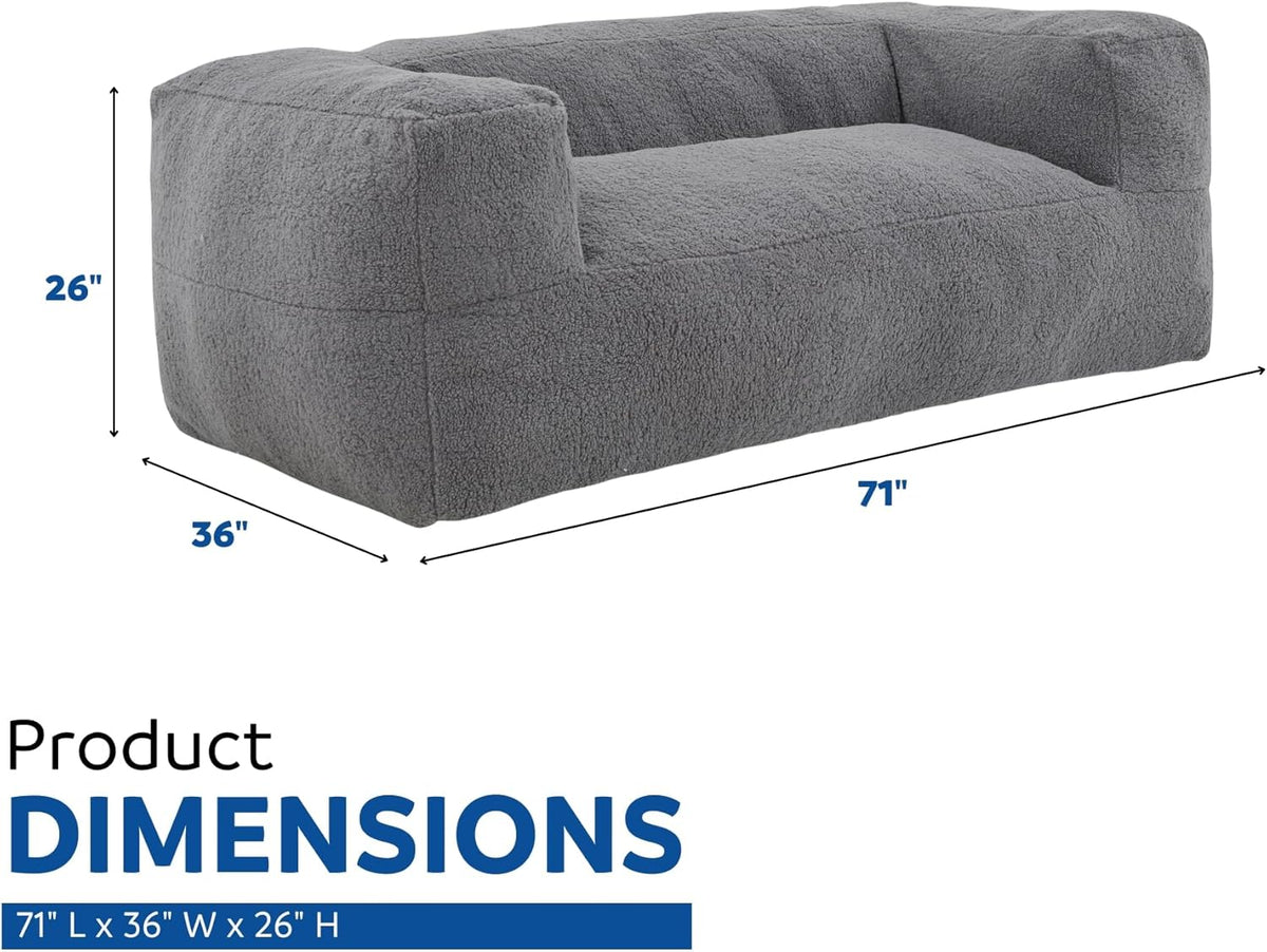 Gray Memory Foam Bean Bag Sofa Chair with Armrest L328291