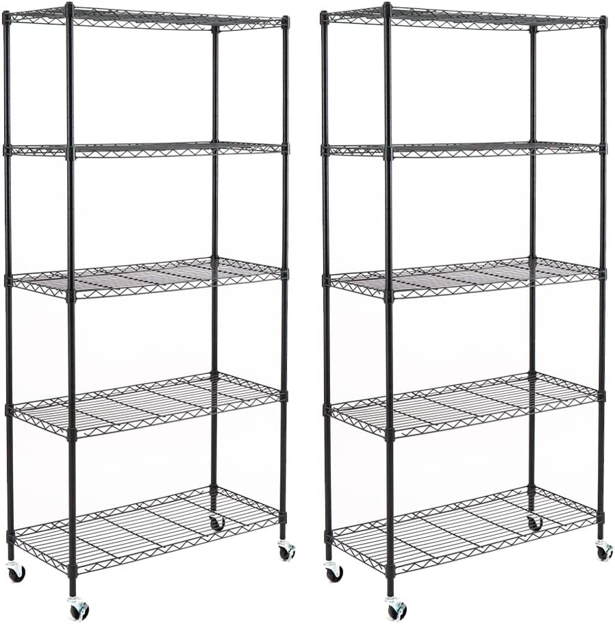 Black 4-Shelf Adjustable Carbon Steel Wire Shelving Unit Z72303