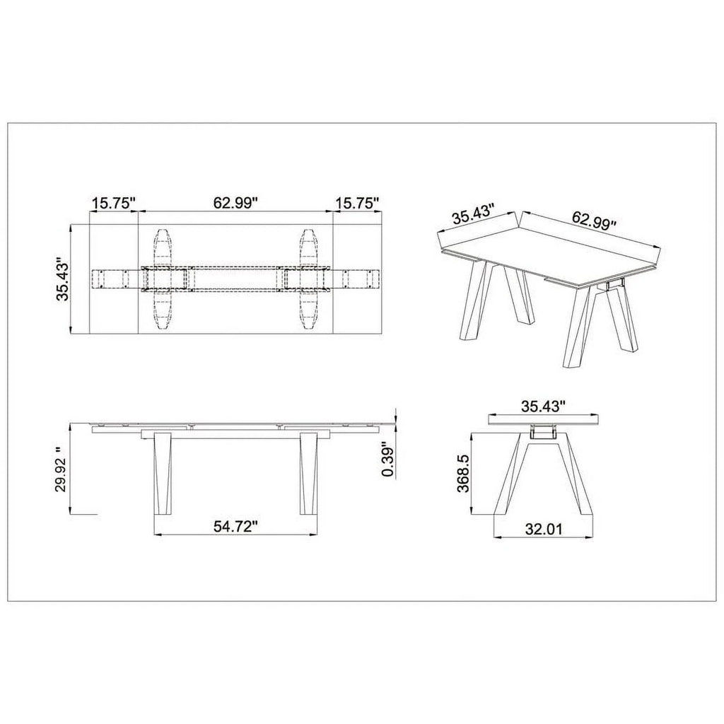 63" Steel and Glass Dining Table P614