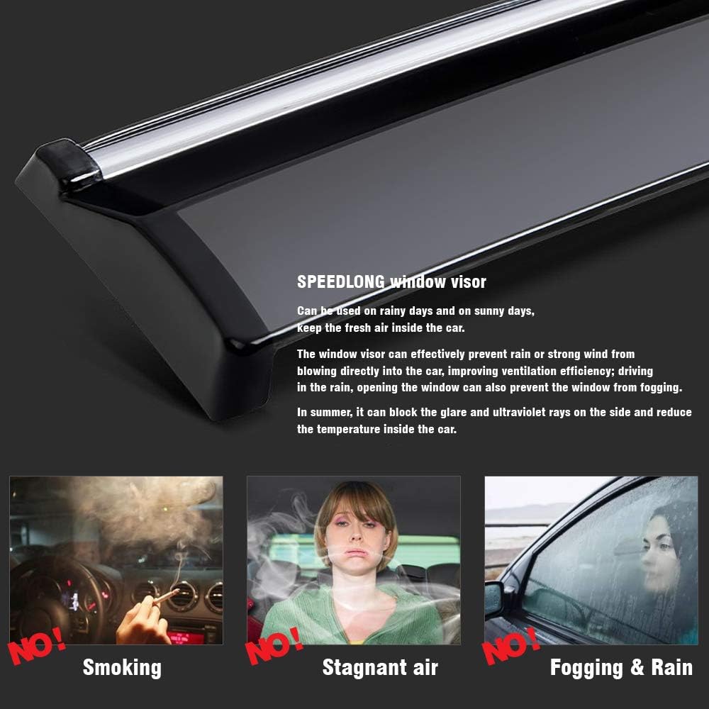 Car Window Visor Vent Shade Deflector Sun/Rain Guards Pack of 2 Z477