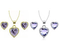 24k Yellow and White Gold Plated Amethyst Necklace Set 18 inch F748267