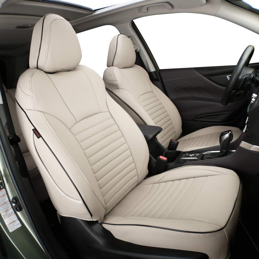 Beige Leatherette Car Seat Covers for Subaru Outback 2020 2021 2022 Z1748