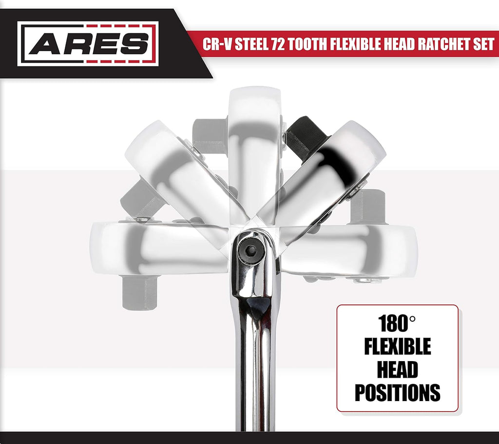 4-Piece 72-Tooth Flex Head Ratchet Set Chrome Vanadium Steel D7772