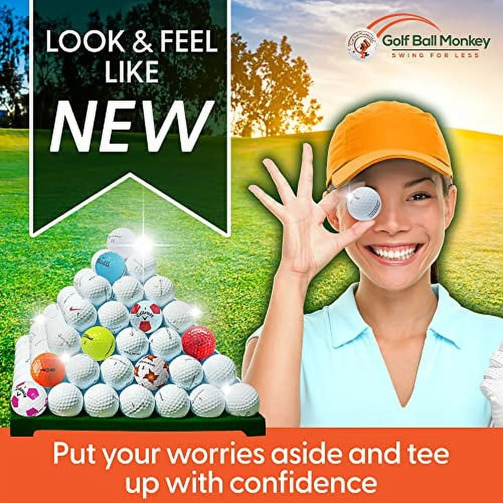 50 Pack Recycled Golf Balls with 15 Tees and Mesh Carrying Bag H21934