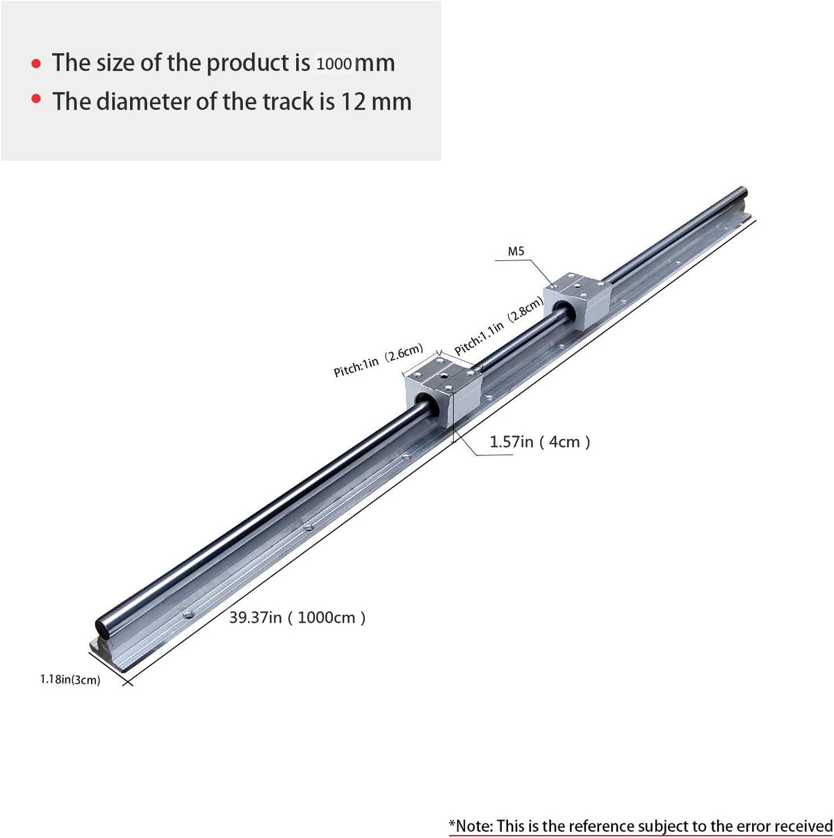 Linear Rail SBR12-1000mm 2Set Slider Guide with 4X SBR12UU Bearing Block X4764