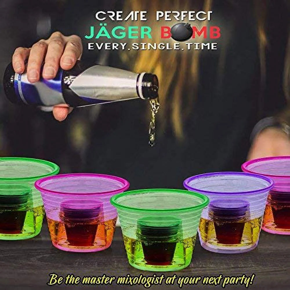 Neon Plastic 3.75oz Shot Glasses with 1oz Inner Shot Cups K5527