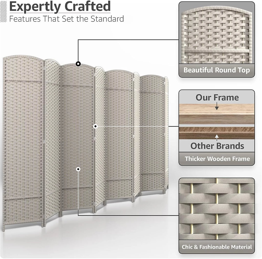 6 ft. Tall Extra Wide Beige Folding Privacy Screen G587482
