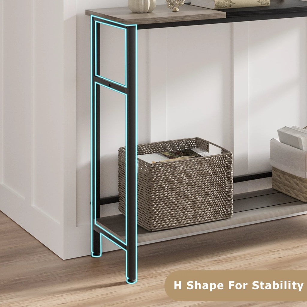 Grey 2-tier Narrow Console Table with Storage Shelf Z20691