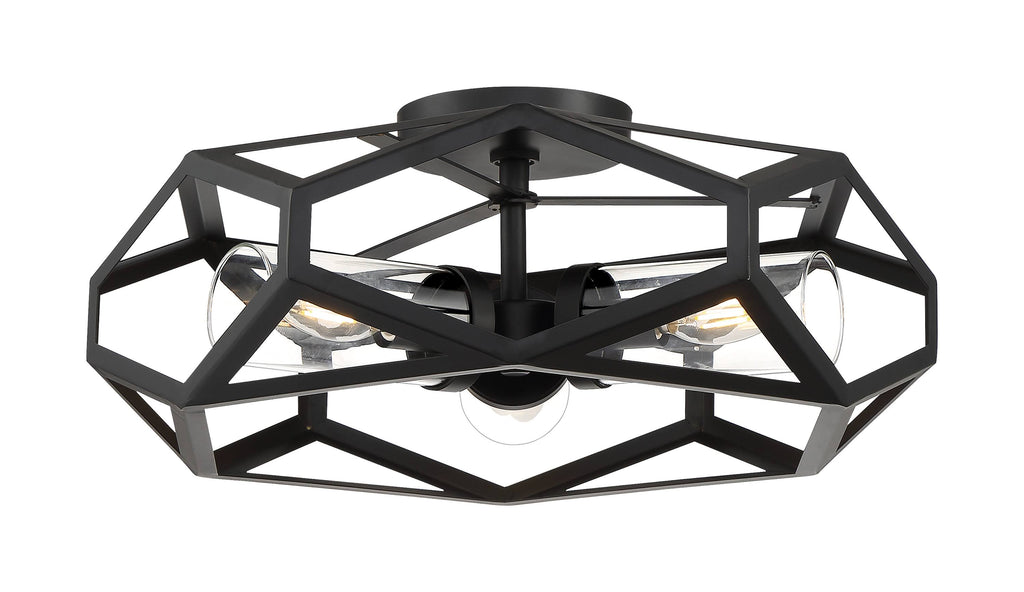 3 Light Flush Mount Fixture Black D41756