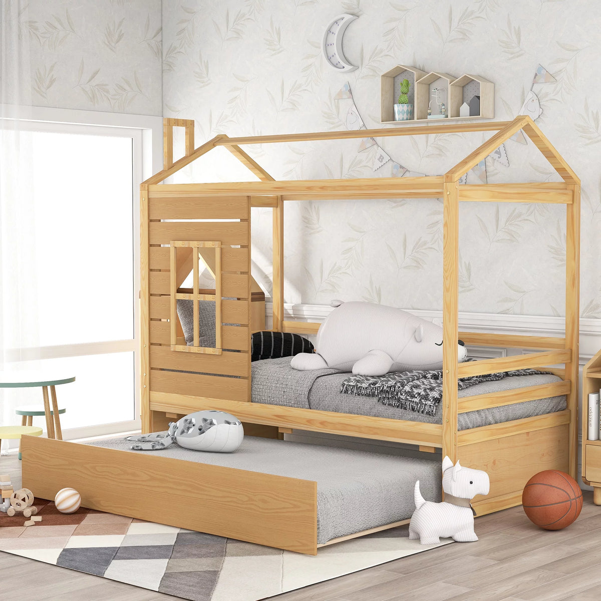 Twin Size Wood Bed with Trundle B918293
