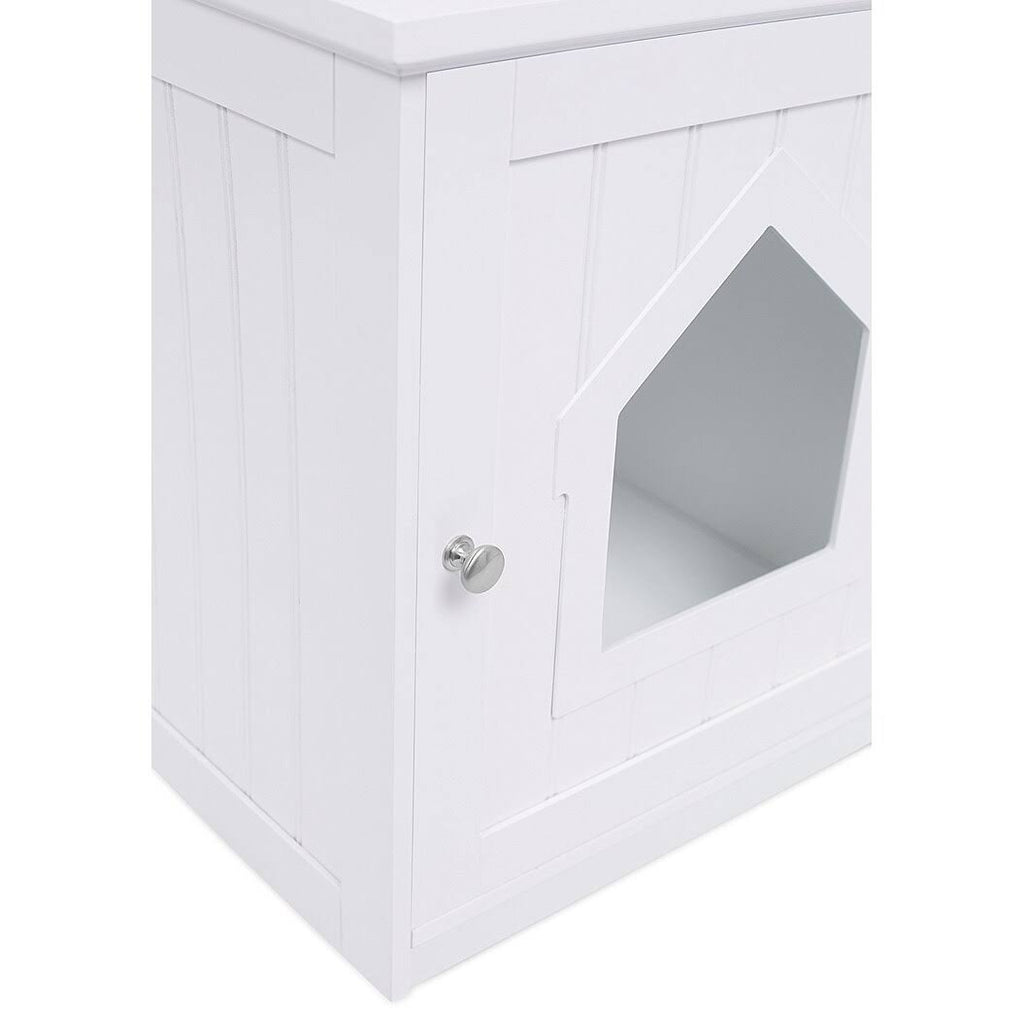 White Decorative Cat House Side Table O84223