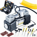 Double Cylinder Tire Inflator 30pc Tire Repair Kit 12V 150psi Air Compressor Pressure Gauge Heavy Duty Tools Pack of 2 J580817
