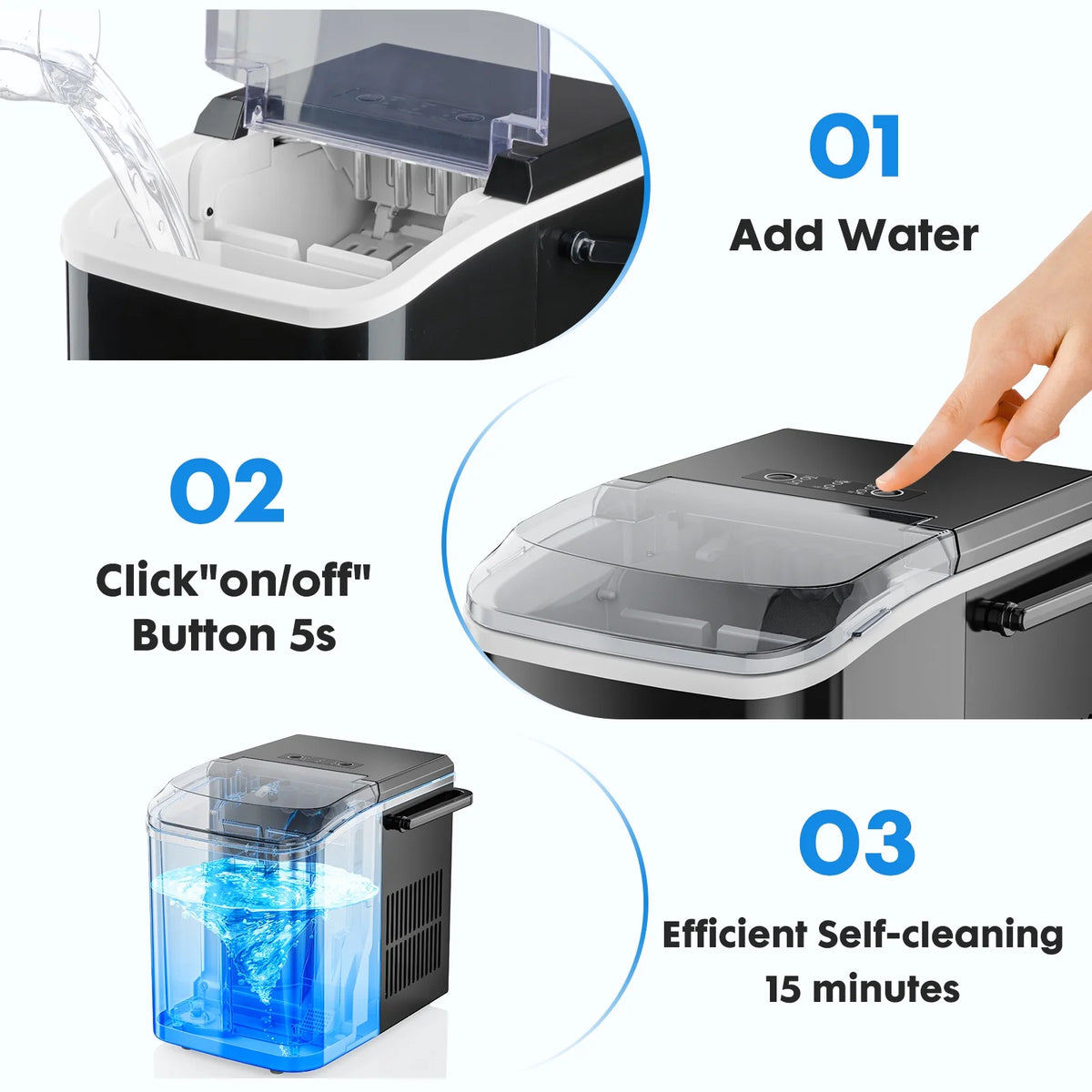 Portable 1.5L Electric Ice Maker Black H776