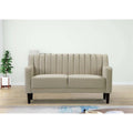 Beige Velvet Square Arms Loveseat X644