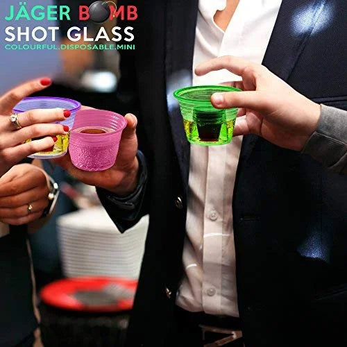 Neon Plastic 3.75oz Shot Glasses with 1oz Inner Shot Cups K5527