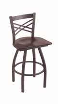 Pewter Swivel Stool with Dark Cherry Maple Seat I459