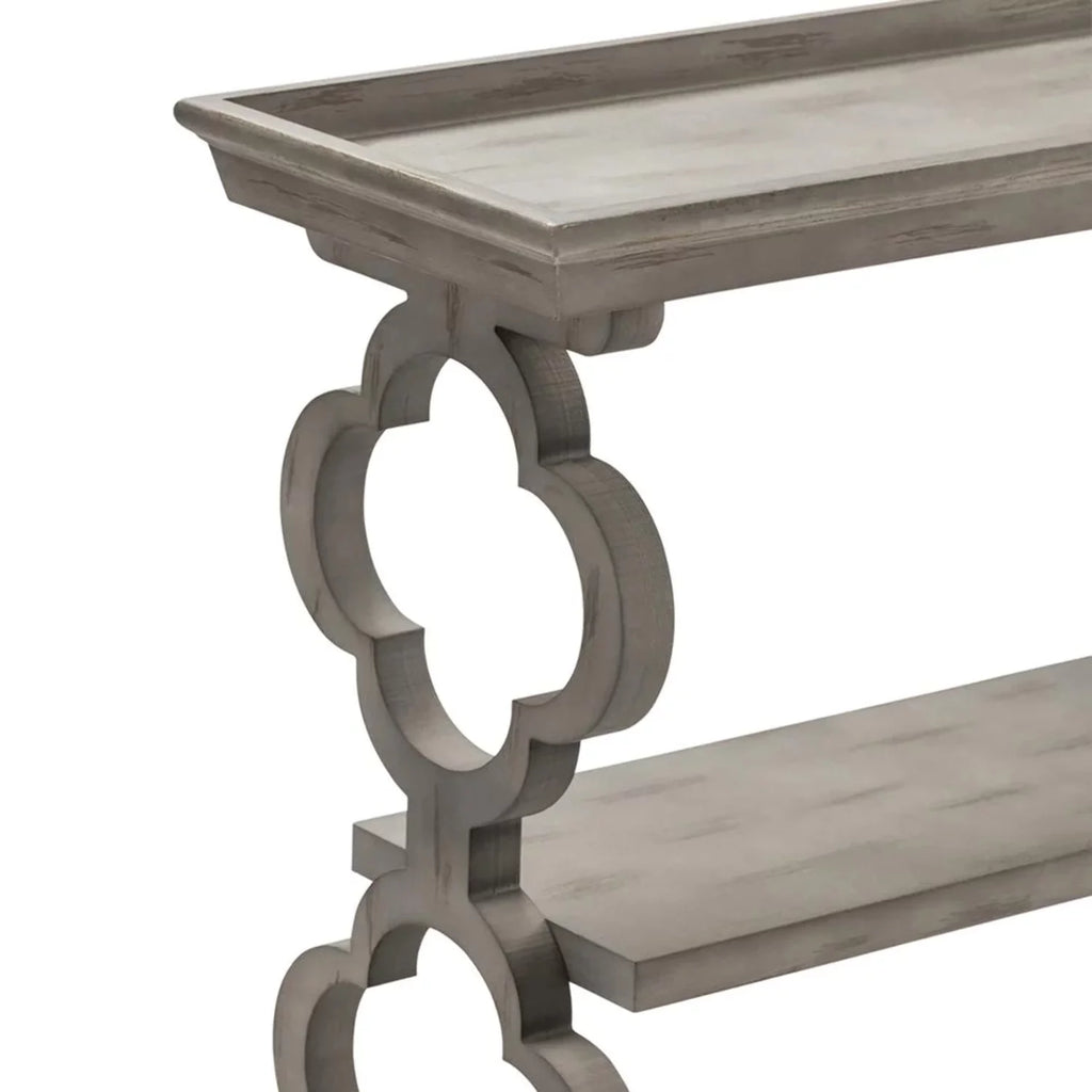 Grey Quatrefoil Console Table Z84274