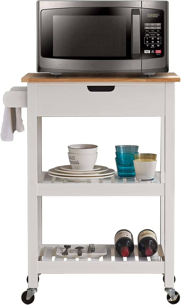 White Rolling Kitchen Cart with Storage O946495