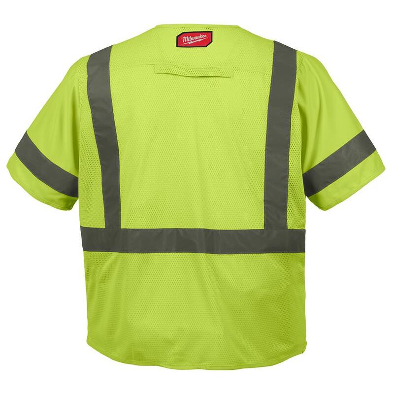 Yellow Class 3 High Visibility Safety Vest with 10-Pockets and Sleeves R7944