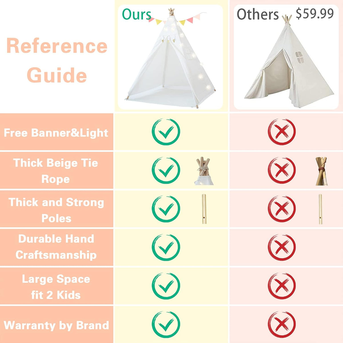 Teepee Play Tent with Carry Case Pack of 2 P902