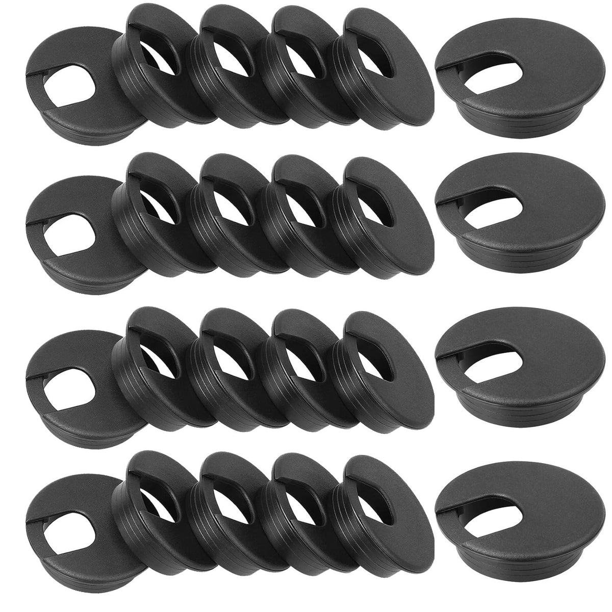 2 Desk Grommet Black, 30PACK Wire Cable Hole Cover PC Computer Desk Plastic Grommet Cord, Tidy Cable Wire Grommet for Office PC Computer Desk Cord Management, (50mm Mounting Hole Diameter) Pack of 2 F8749