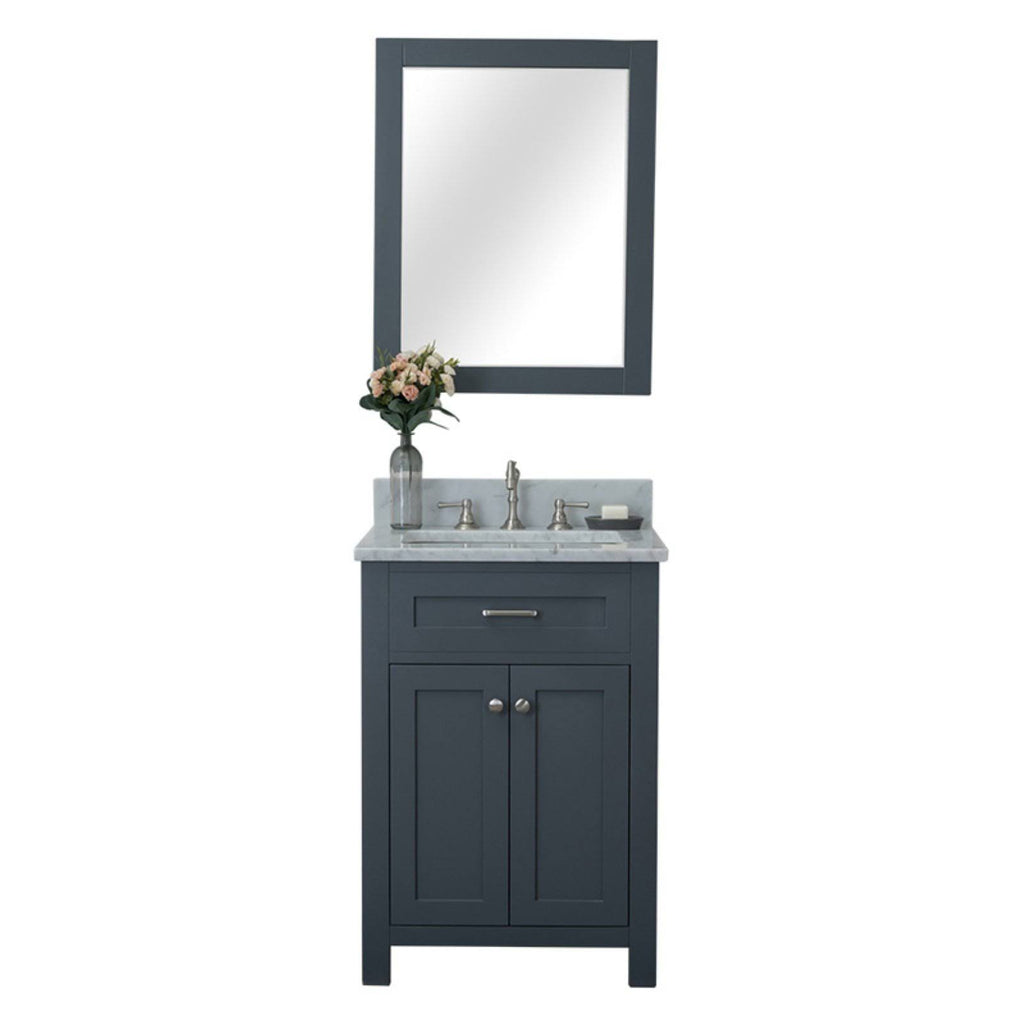24 in. Single Gray Bathroom Vanity with Carrera Marble Top G524