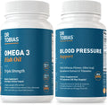 Omega 3 Fish Oil & Blood Pressure Support Supplements with Vitamin C, B6, B12, Niacin, Folate & Herbs X4293