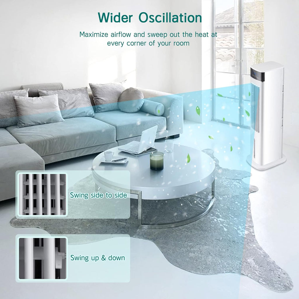 Portable Air Cooler with 70° Oscillation, 12H Timer, 3 Speeds 3 Modes, Remote Control V99967
