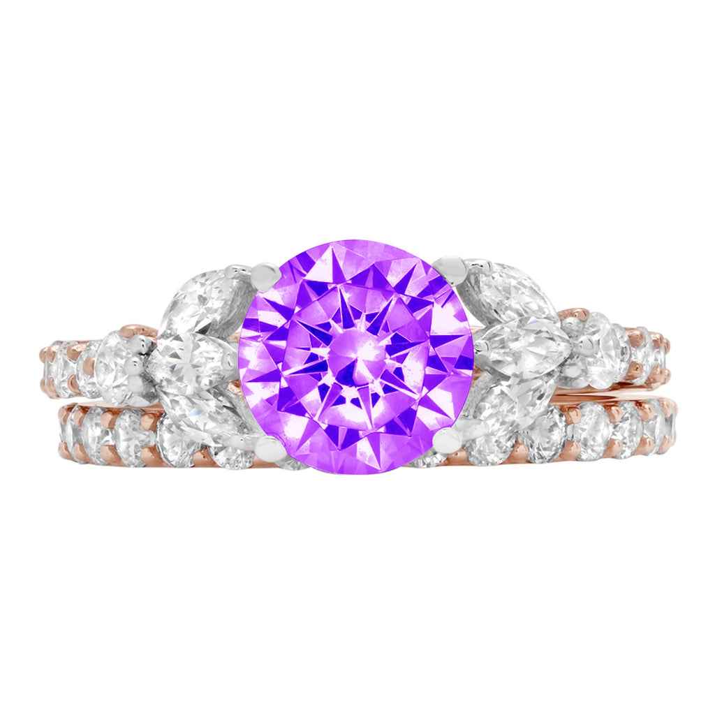 Purple Natural Amethyst 18k Gold Ring N1347