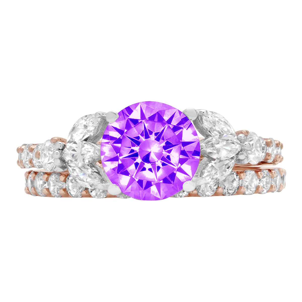 Purple Natural Amethyst 18k Gold Ring N1347