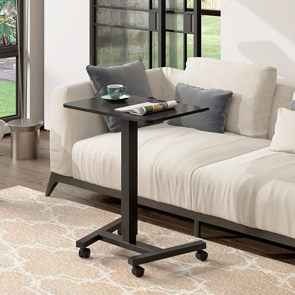 Black Adjustable Height Rolling Laptop Desk Cart V967555