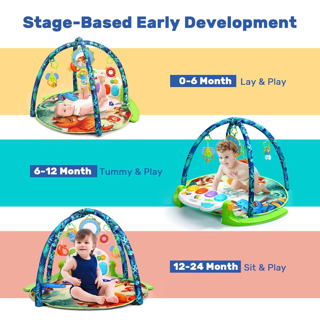 Baby Gym Play Mat with 5 Sensory Teether Toys, Musical Activity Center, Pack of 2 P43854