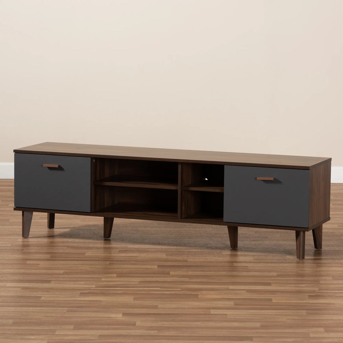 Walnut Brown and Grey Finished Wood TV Stand E468779