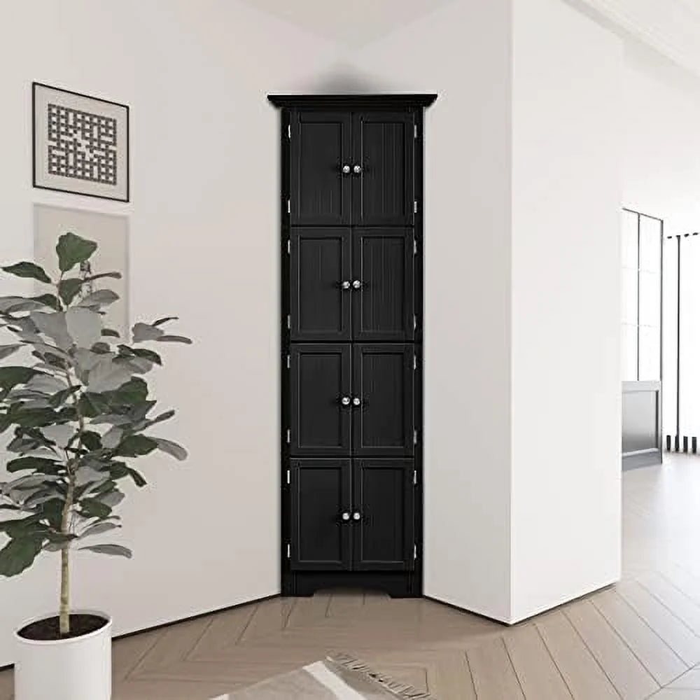 Corner Cabinet 72" Tall with 8 Doors Black G368