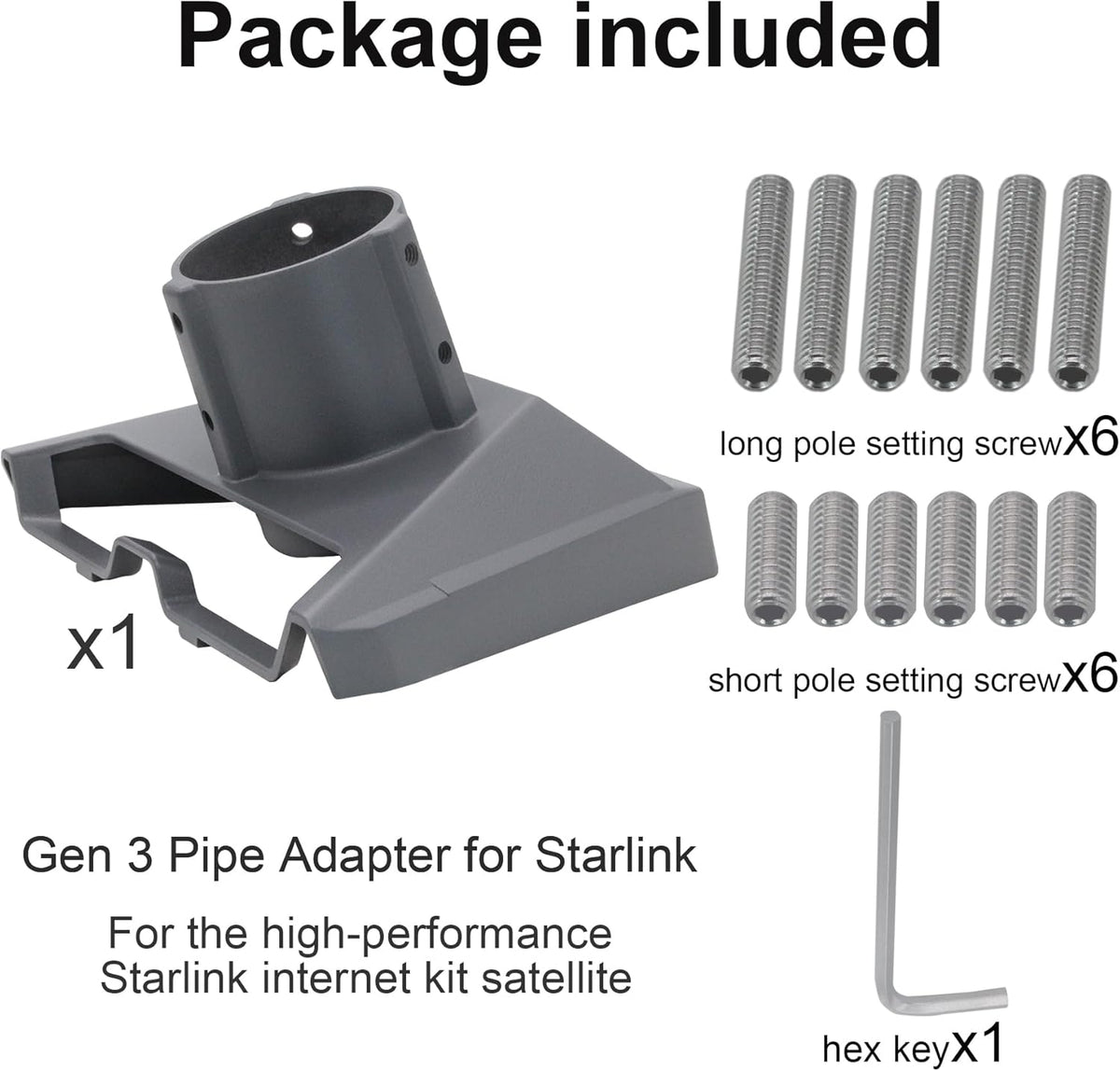 Gen 3 Pipe Adapter Mount Kit for Starlink Standard Dish J9451