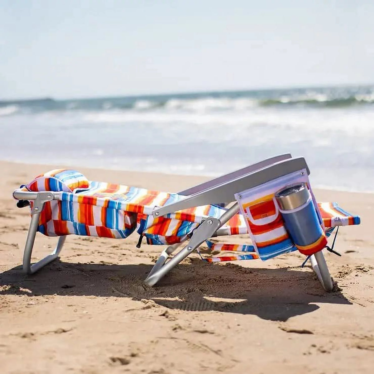 2 Pack Backpack Beach Chair with Cooler Storage Pouch and Towel Bar C208